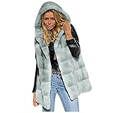 SumLeiter Damen Fleeceweste mode Kunstpelz Fellweste Kapuzenweste Mantel Jacke Winter Warm Plüschmantel ärmellose Fleecemantel elegant Teddyfell Damenweste Leicht Herb