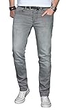 A. Salvarini Designer Herren Jeans Hose Basic Stretch Jeanshose Regular Slim [AS029 - Hellgrau - W36 L32]