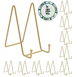 REWOMC 10 Stück 15.2 cm Tellerständer für Display, goldenes Metall, Eisen, Staffelei, Bilderrahmen, Ständer, Tellerhalter, Präsentationsständer, Bilder, dekorative Tellerschale und Tischdek
