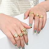 DASHANG Anfangsbuchstabe Ring Für Frauen Mädchen Einstellbar Offene Kupferfarbe Alphabet Ringe Punk Freundschaft Hochzeit Schmuck