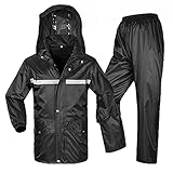 Dickenraincoat Batterie Auto Jacke Regen Poncho Regencoat Regen Hosen Anzug Wasserdichte Männer Und Frauen Reiten Split Elektrische Motorrad Einzelner Ganzen Körper Regen Ponchos(Size:L,Color:Schwarz)