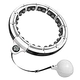Smart Hula Fitness Hoop Reifen Erwachsene mit Kugel,Hoola Hup Fitness Reifen mit Smart Zähler mit Magnetfeldtherapie-Massage,Nicht Runterfällt Einstellbare Größe Gymnastikreifen Sportgeräte (grau)