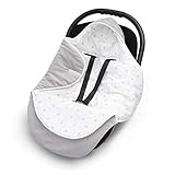 EliMeli EINSCHLAGDECKE für Babyschale - Baby Decke für Autositz und Kinderwagen mit Füllung, universal Fußsäcke z.B. Maxi Cosi, Kinderwagendecke neue Velvet Kollektion (Grau - Sterne)