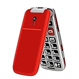 artfone Seniorenhandy ohne Vertrag | Dual SIM Handy mit Notruftaste | Rentner Handy große Tasten | 2G GSM Klapphandy| Großtastenhandy mit Ladegerät und Kamera | 2,4 Zoll Farbdisplay(Rot)