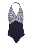 Blau Gestreifter Maritimer Damen Sailor Matrosen Badeanzug in Wickeloptik – Gr. XL