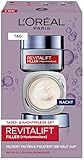 L'Oréal Paris Gesichtspflege Set, Anti-Aging Hyaluron Tagespflege und Nachtpflege gegen Falten, mit Micro-Filler Hyaluronsäure, Revitalift Filler, 2 x 50