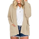 ZDDHOODY Strickjacke Damen V-Ausschnitt Cardigan Casual Kurz Strickmantel Pullover Outerwear Cardigan Casual Kurz Strickmantel Pullover Elegant Langarm Sweatshirt Langen Mantel Jacke Tops Outw