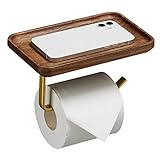 Klopapierständer Holz Tolettenpapierrollenhalter mit Ablage Rollenhalter Toilettenpapier Wand Selbstklebend Ohne Bohren für Küche und Bad,B