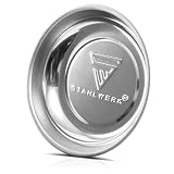 4 x STAHLWERK Magnetschale 4 Zoll aus Edelstahl mit starkem Magnet zur Aufbewahrung von Schrauben, Werkzeug und Kleinteilen mit gummiertem Fuß