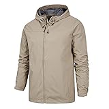 Übergangsjacke Herren Frühling Herbst Dünnschliff Einfarbig Winddicht Herren Mantel Modern Urban Einfachheit Trend Casual Jugend Mit Kapuze Strickjacke Männer Jacke D-Khaki XXL