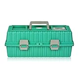 YUXINYAN Werkzeugtasche 17-Zoll-Multi-Purpose 3-Schicht-Toolbox mit Tray und Divider, Haushalt Kunststoff-Werkzeugfaltender Aufbewahrungsbehälter (grün) MäNner Geschenk