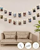 Fotowand für Zimmer Deko,kolpop Lichterkette mit Klammern für Fotos 5M 50LED Foto Lichterkette Batteriebetriebene Fotoclips Lichterkette für Wohnzimmer, Weihnachten, Hochzeiten, Party Bilder Aufhäng