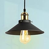 Oursun Pendelleuchte Vintage Industrial Kronleuchter Schwarz Metall Hängelampe Industrie Deckenlampe Hängend Led Pendellampe für Esstisch Wohnzimmer Schlafzimmer Küche (1-Flammig)