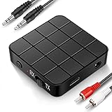 ItsyFox Bluetooth Empfänger, Bluetooth 5.0 Audio Adapter, Bluetooth Transmitter Empfänger 2 in 1 Sender Receiver mit RCA & 3.5 mm AUX kompatibel für Heim-Soundsystem/TV/PC/Tablet/Lautsp