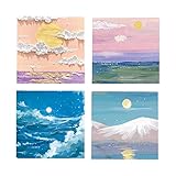 Moosunsa Landschaftsölgemälde Haftnotizen, Haftnotizblöcke, Tragbare Ölgemälde Haftnotizblöcke Mit 4 Designs Notizblock Posted It for Shopping to Do Lists Checklists R