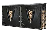 QUICK STAR 2 Stück Metall Kaminholzregal Anthrazit XXL 185 x 70 x 185 cm mit Wetterschutz Garten Kaminholzunterstand 4,6 m³ / 7 SRM Kaminholzlager Stap