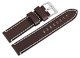 Excellanc-Uhrenarmband Ersatz Leder Ziernaht Dornschließe Breite 18-24 mm (Stegbreite: 20 mm, dunkelbraun weiß)