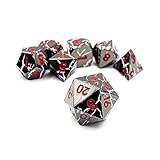 World of Dice Meteor-Serie - Pen and Paper Würfelset Metall, 7-teiliges Set, D4 bis D20, polyedrische Würfel, ideal für D&D, DSA, Cthulhu und mehr (ohne Etui, Silver)