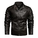Herren Lederjacke - Herbst Winter Lederjacke Warme Top Bluse Verdickung Mantel Bluse Jacke Winterjacke Jacke Wintermantel Lange Outdoor Jack