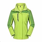 JOYISURE Outdoor Softshelljacken für Damen Regenjacke Dünn Wandern Regenmantel Mit Abnehmbarer Kapuze Plüsch Warm Bequem Windbreaker Mode Skijacke Trekkingjacke Reißverschluss Wintermantel(Grün,XL)