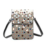 Damen Umhängetasche, kleine Schultertaschen, marokkanisches Vintage-Fliesen-Etui, Geldbörse mit Kartenhalter, Marokkanische Bordüre, geometrische Farbe, Einheitsgröß