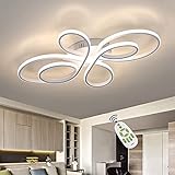 ZMH LED Deckenleuchte Wohnzimmer Moderne LED Deckenlampe Weiß Dimmbar mit Fernbedienung 65 Watt aus Metall in Schmetterlingforming Design für S