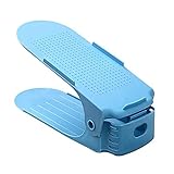FEIHAIYANY Schuhaufbewahrung, doppellagig, kreatives Schuhregal für den Haushalt, platzsparend, verstellbarer Schuh-Organizer, einfache Kleidung, Kleiderschrank-Aufbewahrung (Farbe: Blau)