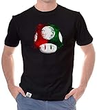 shirtdepartment - Herren T-Shirt - Super Mario - Pilz schwarz-rot XL