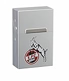 MM 1.FC Köln - Zigaretten AluBox Chrome Zigarettenbox, Aluguss, Silber, 9 x 5 x 2.5