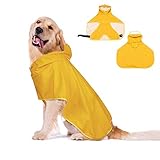 Dociote Hunderegenmantel Hunde Regenjacke wasserdicht mit Kapuze & Bauchschutz für kleine mitelgroße große Hunde 7XL Gelb