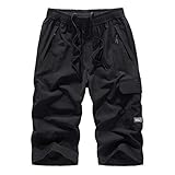 HFStorry Schnelltrocknende Strandshorts für Herren in Übergröße Lässige Geraffte Sporthose mit Mesh Futter und Verstellbarem Tunnelzug