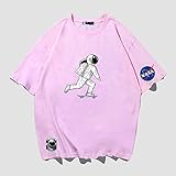 Herren-T-Shirt mit NASA Meatball-Logo und weißer Umriss, moderne Passform, Tri-Blend-T-Shirt, Frühling und Sommer, mit Rundhalsausschnitt, Pink, XXXXL