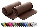 2er Set Polar- Fleecedecke OekoTex 130x160 cm ca. 400g wertiges Gewicht mit Anti-Pilling Kettelrand Farbe b
