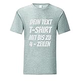 T-Shirt selbst gestalten/Bedrucken. T-Shirt einfach selber Machen. T-Shirt Druck. T-Shirt mit Wunschtext. T-Shirt selbst Bedrucken individuel (Graumeliert, XXXL)
