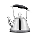 HMEI Edelstahl-Teekanne mit Teesieb, geeignet für losen Tee, Kaffee, Wasserkocher, hochglanzpoliert (Farbe: Silber, Größe: 2 l)