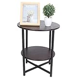 EBTOOLS Runder Couchtisch mit 2 Etagen, Couchtisch für Familie, Büro, Arbeitszimmer, Couchtisch, 28 x 48