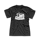 T-Shirt Traktor Oldtimer Trecker Landmaschinen Bauer 13 Farben Herren XS - 5XL Claas Fendt Deutz Landwirtschaft Landtechnik Unimog, Größe:L, Farbe:schwarz - Logo W