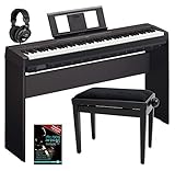 Yamaha P-45B Digitalpiano/Stagepiano SET inkl. Ständer, Bank, Kopfhörer, Schule (88 Tasten, 64 Stimmen, 10 Voices, 4 Reverb Effekte, 2 x 6 W Verstärker, 6 W, Auto Power Off, Stativ, Noten) schw