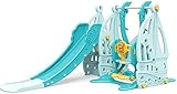 PJDOOJAE Multifunzionale Giocattolo Combinazione Di Diapositive, Piccola Coperta Scivolo Pieghevole Altalena E Cesto Con Macchina Musicale Può Sopportare 50kg Pro 1-5 Anni I Bambini,Grü