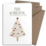 Weihnachtskarten mit Umschlägen aus Kraftpapier - 20 Stück | Nordischer Weihnachtsbaum | Für Familie, Freunde & geschäftlich | Weihnachtskarten-Set Klappkarten mit Umschlag Set modern schlicht R