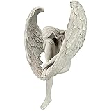 Garten Skulptur Dekoration Handwerk Treppen Engel Harz Handwerk Ornamente Innen und Außen Umarmung Engel Möbel Wanddekoration Engel Flügel Ornamente (Color : Weiß, Size : 15 * 13 * 8CM)