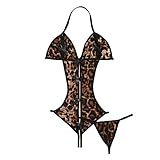 Nachtwäsche Strapsen Reizwäsche Sexy Wäsche Für Sie Babydoll Oberteil Große Größen Erotik Rock Damen Damen Dessous Dessous Set Damen Dessous Erotik Damen (Braun,XL)