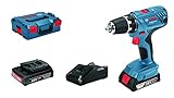 Bosch Professional 18V System Akku-Bohrschrauber GSR 18V-21 (max. Drehmoment: 55 Nm, inkl. 2x2,0 Ah Akku, Ladegerät GAL 18 V-20, in L-BOXX)