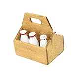 1/12 Puppenhaus Holz Mini-Milchflaschen mit Box Simulation Modell Kinder Spielzeug Holz Farbe kreativ und nützlich, praktisches Design und langlebig