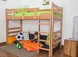 Kinderbett/Hochbett'Easy Premium Line' K14/n, Buche Vollholz massiv Natur - Maße: 90 x 200