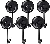 Magnethaken Extra Stark Neodym Magnet Haken 23KG für Grill Werkzeug Edelstahl Magnetischer Haken Magnete Mit Haken für Decke Magnettafel Büro klein 6 Stück Schw