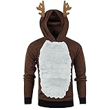 MITCOWBOYS Herren Kapuzenpullover Hoodie 2021 Weihnachtspullover Weihnachts Langarm Kapuzenjacke Winter Fleecepullover Elch Kapuzen Weihnachtspulli Sweater Weihnachtssweater Xmas W