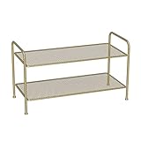 OMIDM Schuhregal 2-Tier-Metallschuh-Rack für Wohnzimmereingang Flur und Garderobe Mehrzweckspeicherregal halten Kleidung Handtücher und mehr Schuhaufbewahrungsorganisator (Color : Gold)