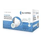EUMEPRO 50 Medizinische Schutzmasken, Pure Made in Germany, 5-lagig, FFP-Shape & DIN EN 14683 Typ IIR zertifiziert, 99,8% Bakterielle Filtration I Medizinische Einweg-Masken als Mund-Nasen-S