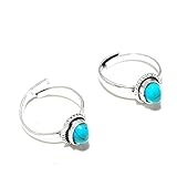 Blau Türkis ZEHEN Ring Paar verstellbarer Treditional indischer Stil Sterling Silber überzogene HANDGEMACHTE Schmuck von Shivi Zehenring für Geschenk